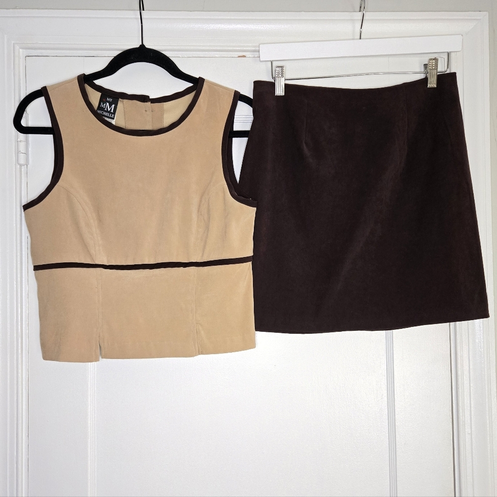 My Michelle Tan & Brown Top & Skirt Set - Women's 11/12